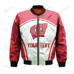Wisconsin Badgers Bomber Jacket 3D Printed Custom Text And Number Curve Style Sport