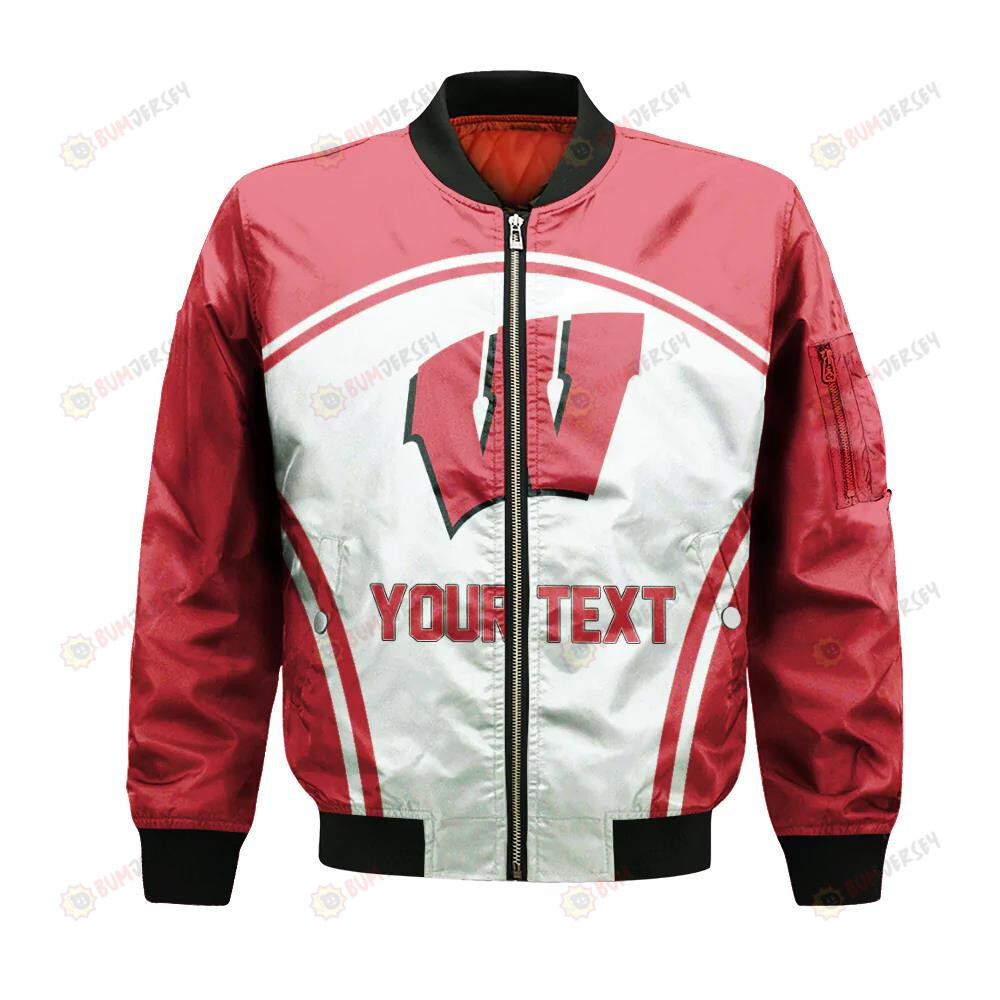 Wisconsin Badgers Bomber Jacket 3D Printed Custom Text And Number Curve Style Sport
