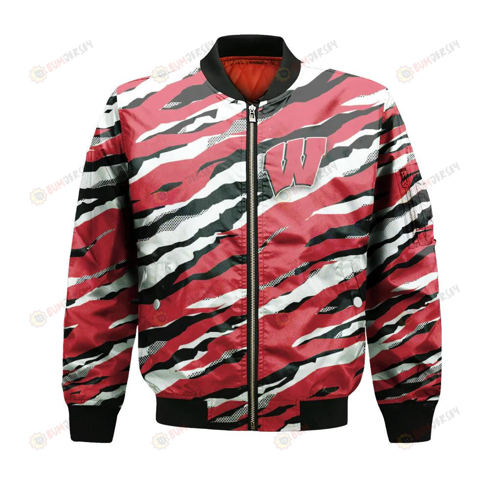 Wisconsin Badgers Bomber Jacket 3D Printed Sport Style Team Logo Pattern