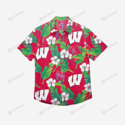 Wisconsin Badgers Floral Button Up Hawaiian Shirt