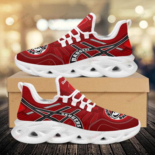 Wisconsin Badgers Logo Custom Name Pattern 3D Max Soul Sneaker Shoes In Red