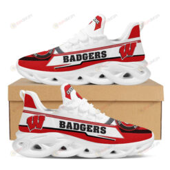 Wisconsin Badgers Logo Pattern Custom Name 3D Max Soul Sneaker Shoes In Red White