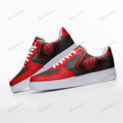 Wisconsin Badgers Logo Pattern Red Black Air Force 1 Printed