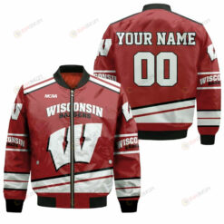 Wisconsin Badgers NCAA Mascot Red Customized Pattern Bomber Jacket