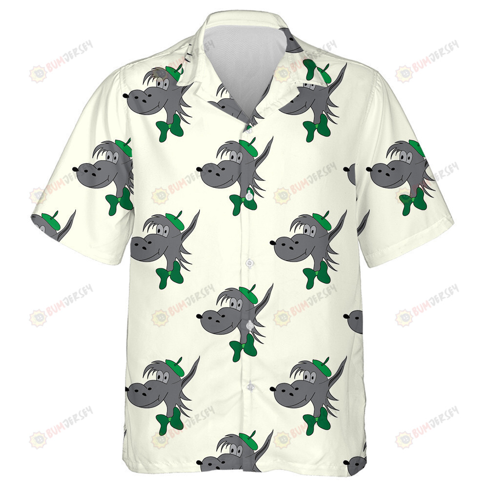 Wolf Abstract In Green Hat On A Light Background Hawaiian Shirt
