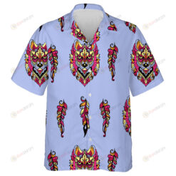 Wolf And Feathers In Ethnic Style Hawaiian Shirt