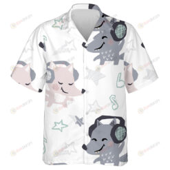 Wolf And Fox Baby Dance With Headphones Hawaiian Shirt