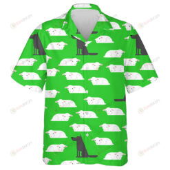 Wolf And Sheep On Green Background Hawaiian Shirt