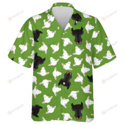 Wolf And White Sheep On Green Background Hawaiian Shirt