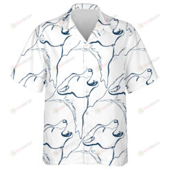 Wolf Animal Art Line On White Hawaiian Shirt