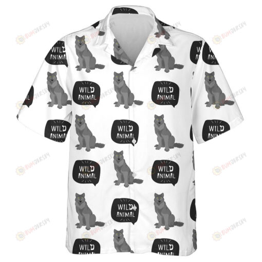 Wolf Animal With Hand Drawn Banner Hawaiian Shirt