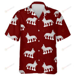 Wolf Drawing On A Dark Red Color Hawaiian Shirt