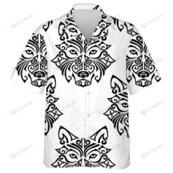 Wolf Head Stylized Maori Face Tattoo Hawaiian Shirt