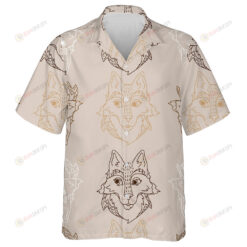 Wolf Line Draw Brown On Brown Background Hawaiian Shirt