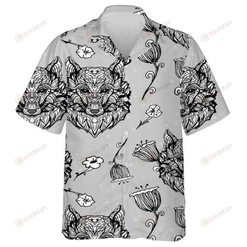 Wolf Vintage Style Gothic Character Tattoo Design Hawaiian Shirt