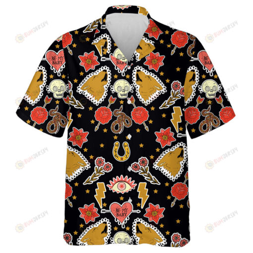 Wolf With Rabbit Cat Heart Flower And Eye Hawaiian Shirt