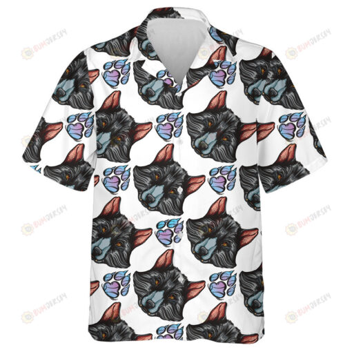 Wolf's Head And Paw In The Night Hawaiian Shirt