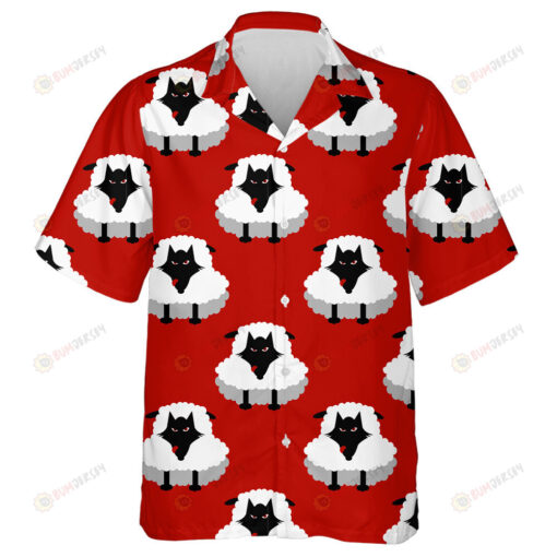 Wolfs In Sheep's Clothings On Red Background Hawaiian Shirt