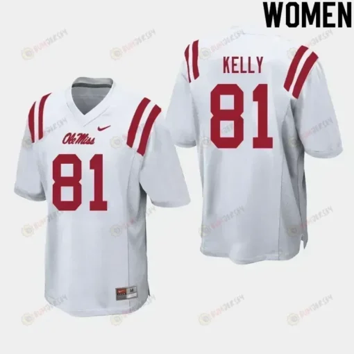 Women 81 Casey Kelly Ole Miss Rebels White Jersey Jersey