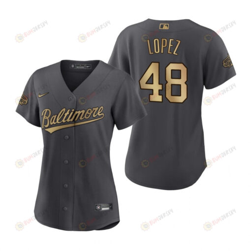 Women Baltimore Orioles Jorge Lopez Charcoal 2022-23 All-Star Game Jersey