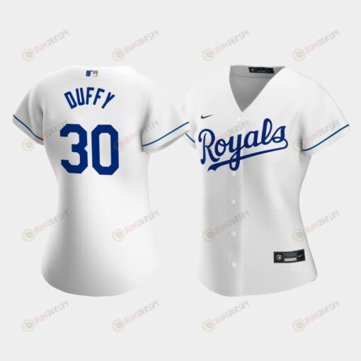 Women Kansas City Royals Danny Duffy 30 White Home Player Jersey