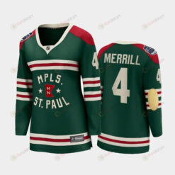 Women Minnesota Wild Jon Merrill 4 2022 Winter Classic State Of Hockey Jersey Green Jersey