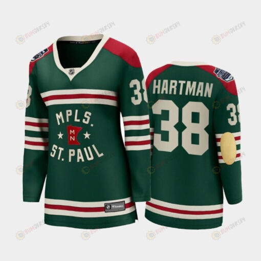 Women Minnesota Wild Ryan Hartman 38 2022 Winter Classic State Of Hockey Jersey Green Jersey