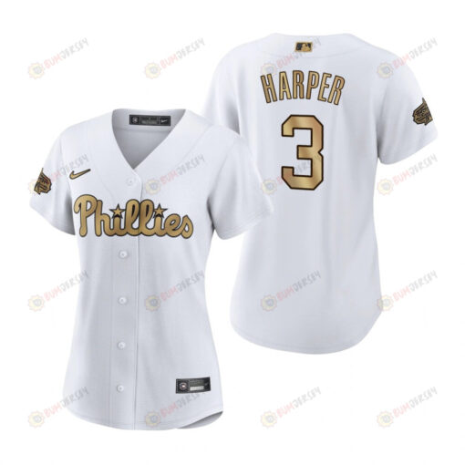 Women Philadelphia Phillies Bryce Harper White 2022-23 All-Star Game Jersey