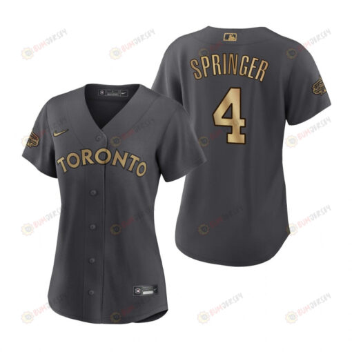 Women Toronto Blue Jays George Springer Charcoal 2022-23 All-Star Game Jersey