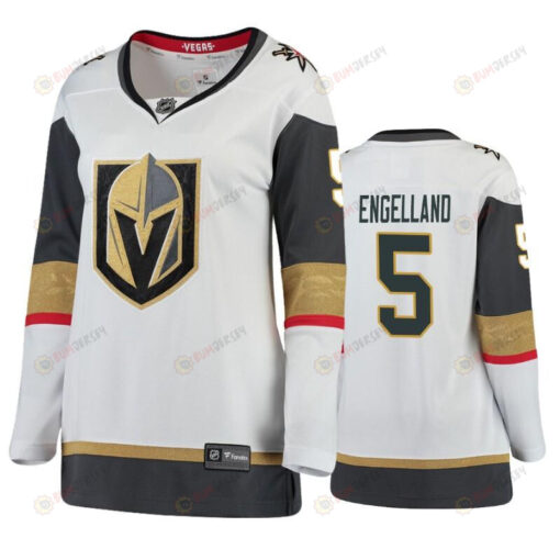 Women Vegas Golden Knights Deryk Engelland 5 Breakaway White Jersey Jersey