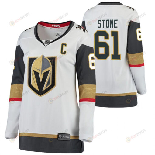 Women Vegas Golden Knights Mark Stone 61 Away White 2021 Captain Jersey Jersey