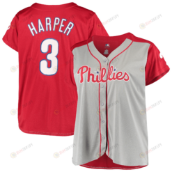 Women's Bryce Harper Gray/Red Philadelphia Phillies Plus Size Jersey Jersey
