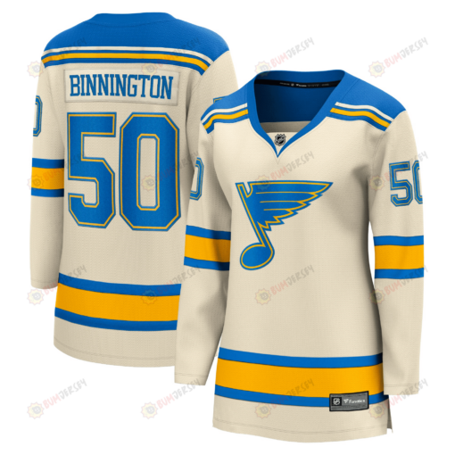 Women's Jordan Binnington Cream St. Louis Blues 2022 Winter Classic Breakaway Player Jersey Jersey