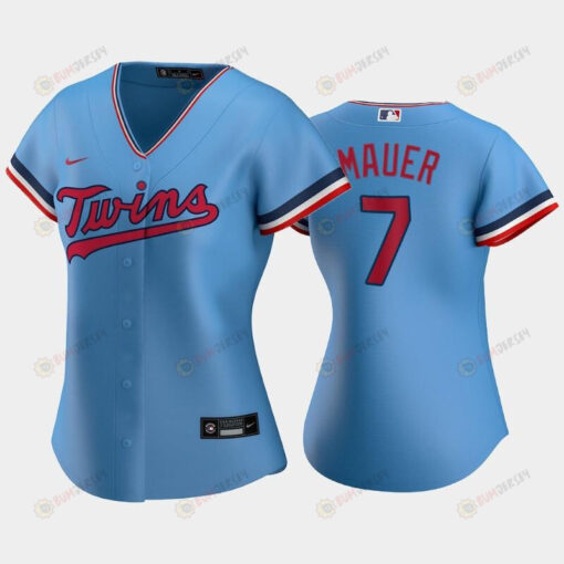 Women's Light Blue Alternate 7 Joe Mauer Twins Jersey Jersey