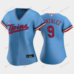 Women's Light Blue Alternate 9 Marwin Gonzalez Twins Jersey Jersey