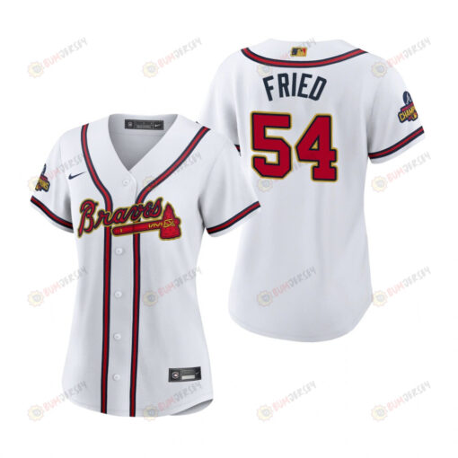 Women's Max Fried 54 Atlanta Braves White 2022-23 Gold Program Jersey