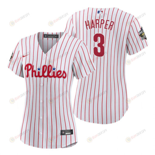 Women's Philadelphia Phillies Bryce Harper 3 White 2022-23 World Series Jersey