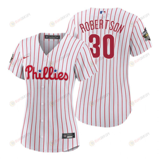 Women's Philadelphia Phillies David Robertson 30 White 2022-23 World Series Jersey