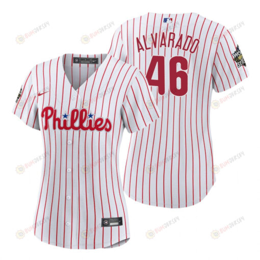 Women's Philadelphia Phillies Jose Alvarado 46 White 2022-23 World Series Jersey