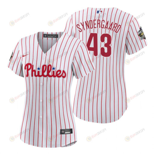 Women's Philadelphia Phillies Noah Syndergaard 43 White 2022-23 World Series Jersey