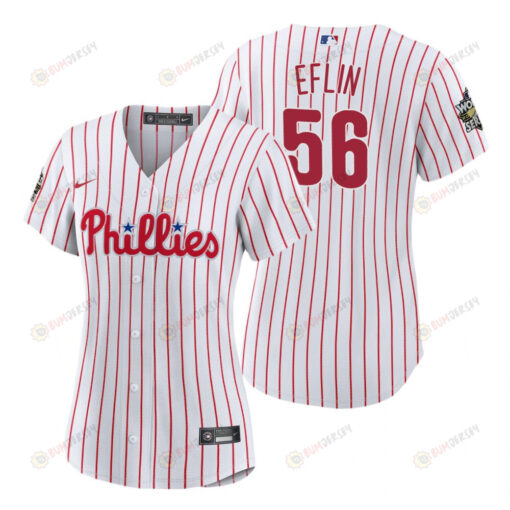 Women's Philadelphia Phillies Zach Eflin 56 White 2022-23 World Series Jersey