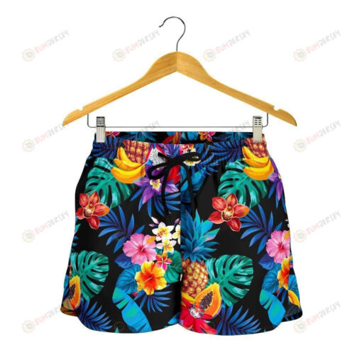 Women's Shorts Turquoise Hawaiian Fruits -Zx16808 - Print Shorts