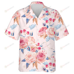 Wonderful Light Pink Rose Little Flower Branch Art Design Hawaiian Shirt