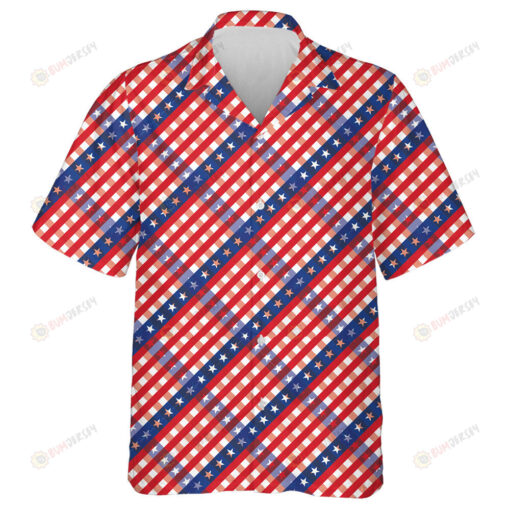 Wonderful Striped Of Red Blue And White Stars Pattern Hawaiian Shirt