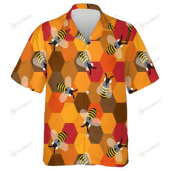 Worker Bees And Honeycomb In Honey Farm Hawaiian Shirt