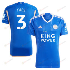 Wout Faes 3 Leicester City FC 2023/24 Home Men Jersey - Blue