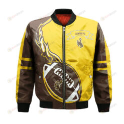 Wyoming Cowboys Bomber Jacket 3D Printed Flame Ball Pattern