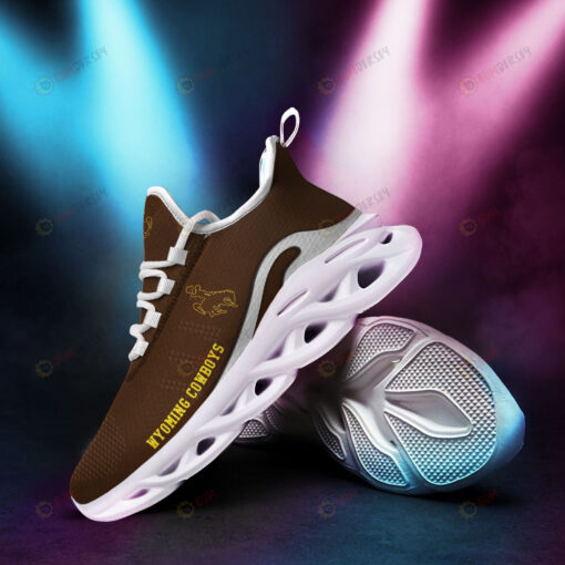 Wyoming Cowboys Logo Pattern 3D Max Soul Sneaker Shoes In Brown