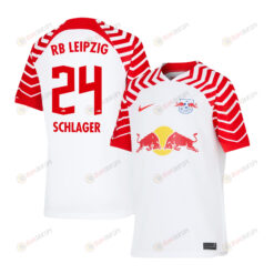 Xaver Schlager 24 RB Leipzig 2023/24 Home YOUTH Jersey - White/Red