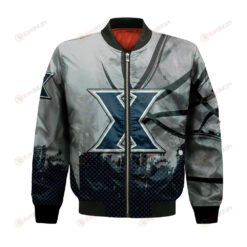 Xavier Musketeers Bomber Jacket 3D Printed Basketball Net Grunge Pattern